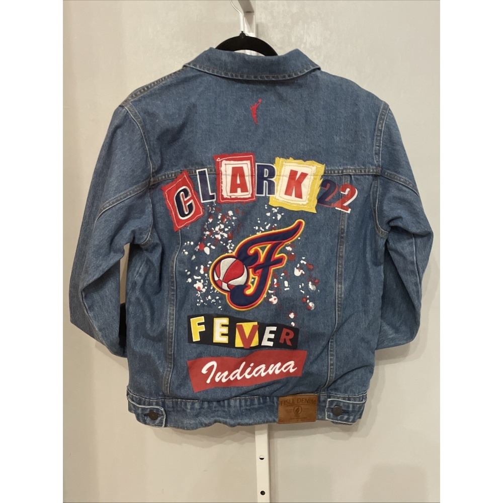 Retro Inspired Caitlin Clark WNBA Indiana Fever Denim Jacket Style NWT Sz Lg